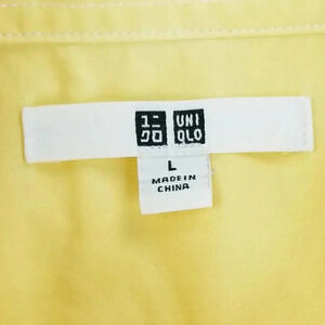 Uniqlo Large Men's Button Down Yellow Long Sleeve Pocket Cotton Shirt